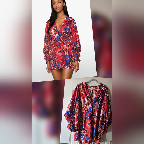 Live 4 Truth Pants - NWTLive 4 Truth Red & Blue Ikat Print  Romper With Balloon Sleeves Plus- Size 2X